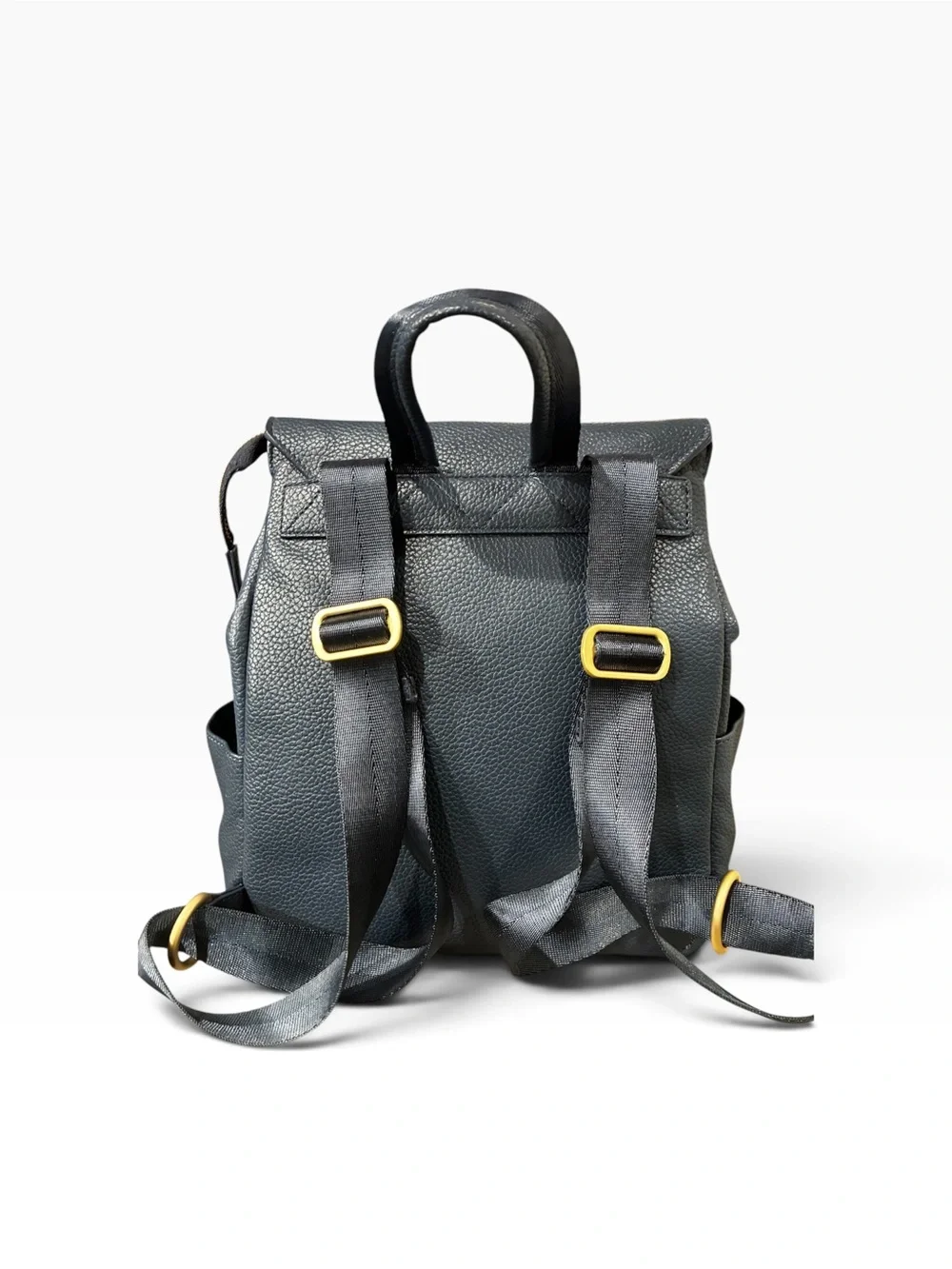 Freshly Picked Navy Faux Leather Diaper Backpack with Gold Hardware Smaller Size